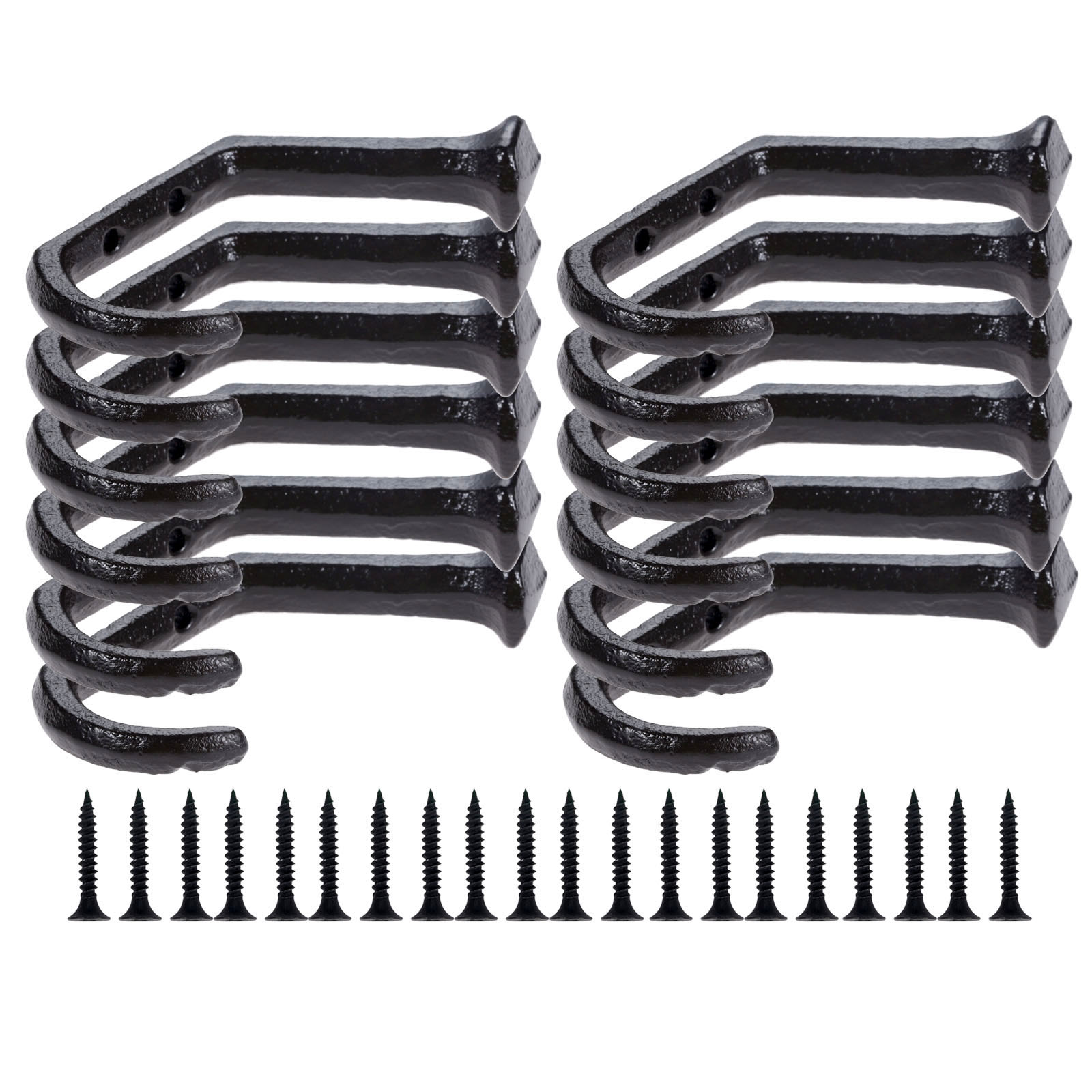 4/6/8/10Set Gietijzeren Haken Muur Schroeven Zware Stevige Rustieke Handgrepen 35 Lbs houder 112X61Mm Jas Handdoek Hanger Hardware: 10pcs