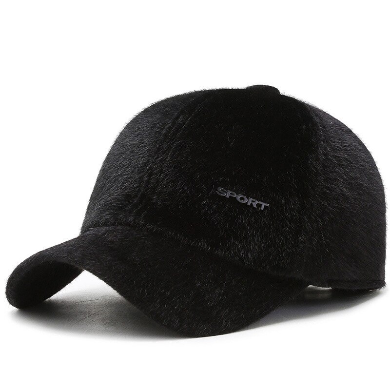 Gorros de piel sintética con orejera para hombre, gorro de bombardero de terciopelo grueso y cálido para Día de la nieve, invierno y otoño, L5: Negro