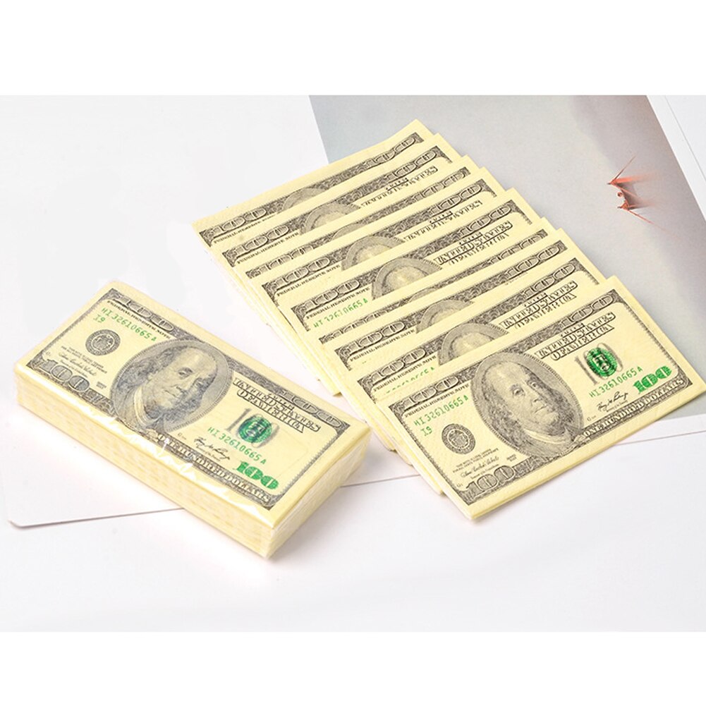 8 Packs 100 Dollar Toilet Tissue Party Paper Napkin Printing Natural Comfort Funny Personality Party Popular Wipe Paper Napkin