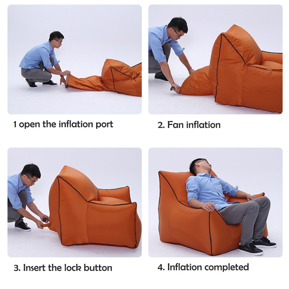 Floating Sleeping Inflatable Sofa Air Bed Portable Nylon Navy Blue Easy Carry Space Saving Floating Seaside Chair