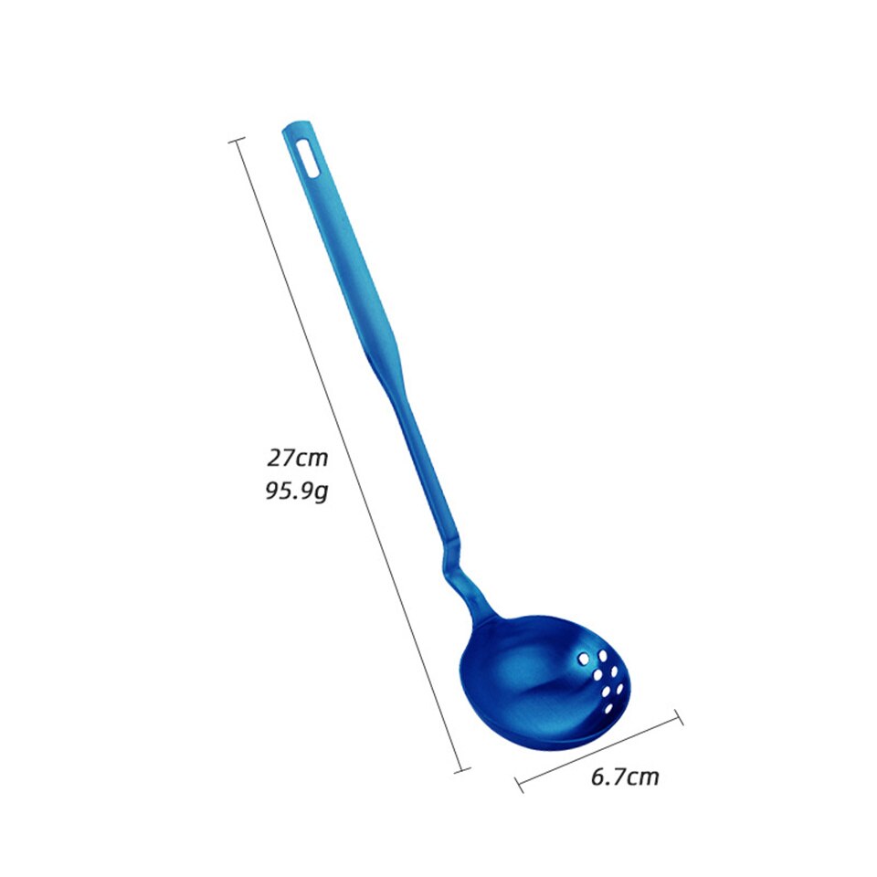 Curved Hanging Long Handle Ladle Spoon Pot Big Colander Strainer Spoon Soup Ladle Stainless Steel Kitchen Cooking Tool: Blue