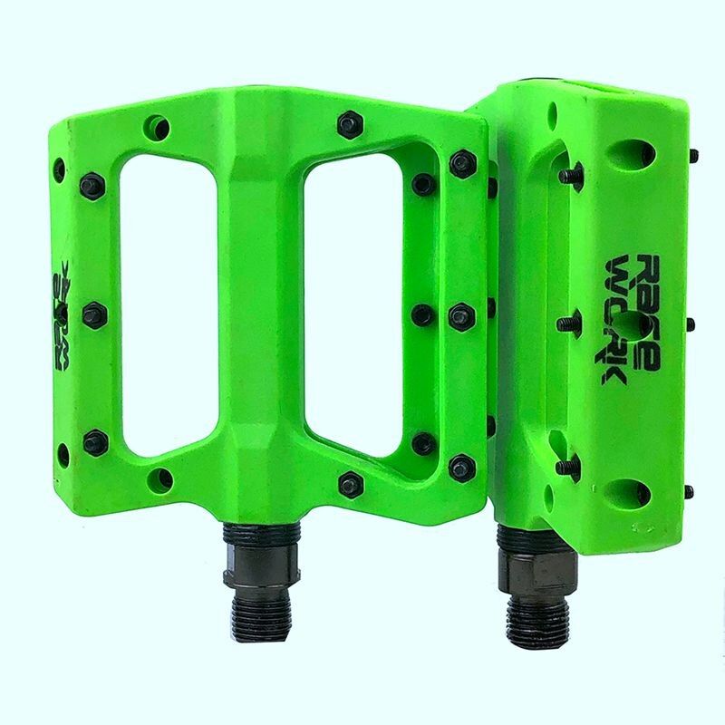 Racercourse kortfattet sammensat flad mtb mountainbike pedaler nylon fiber store fodcykel bærende pedales bicicleta mtb: Grøn