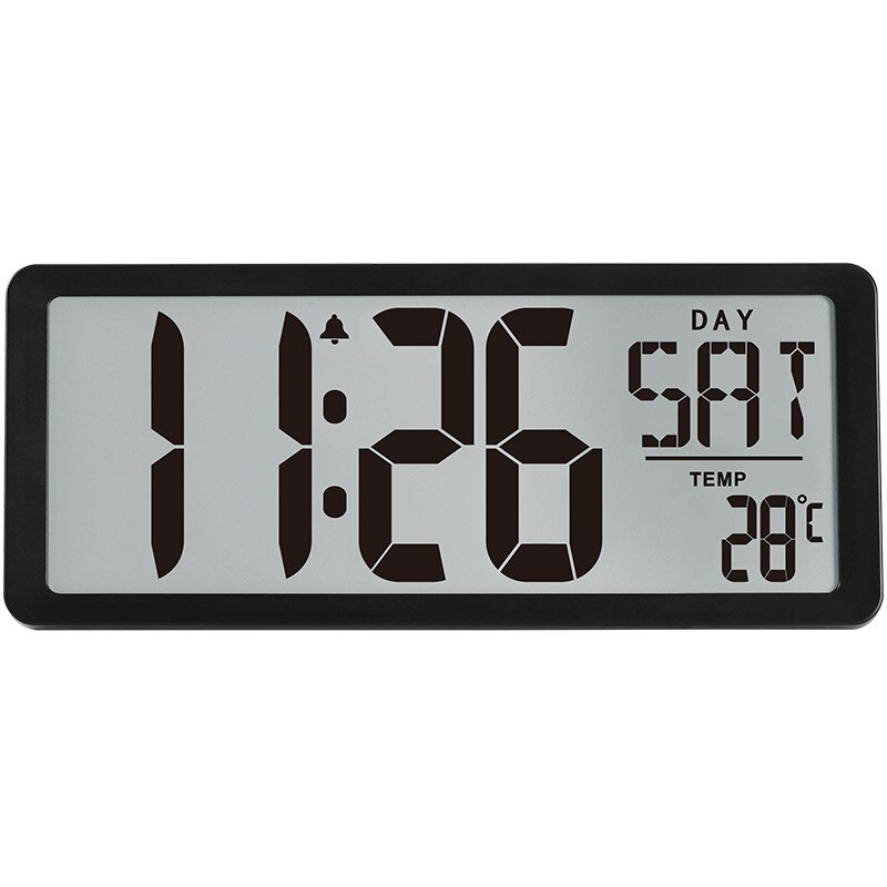 LED Digital Wall Clock Large Number Time Display Alarm Clocks with Date Temperature Table Watch Electronic Clock Horloge Murale: black