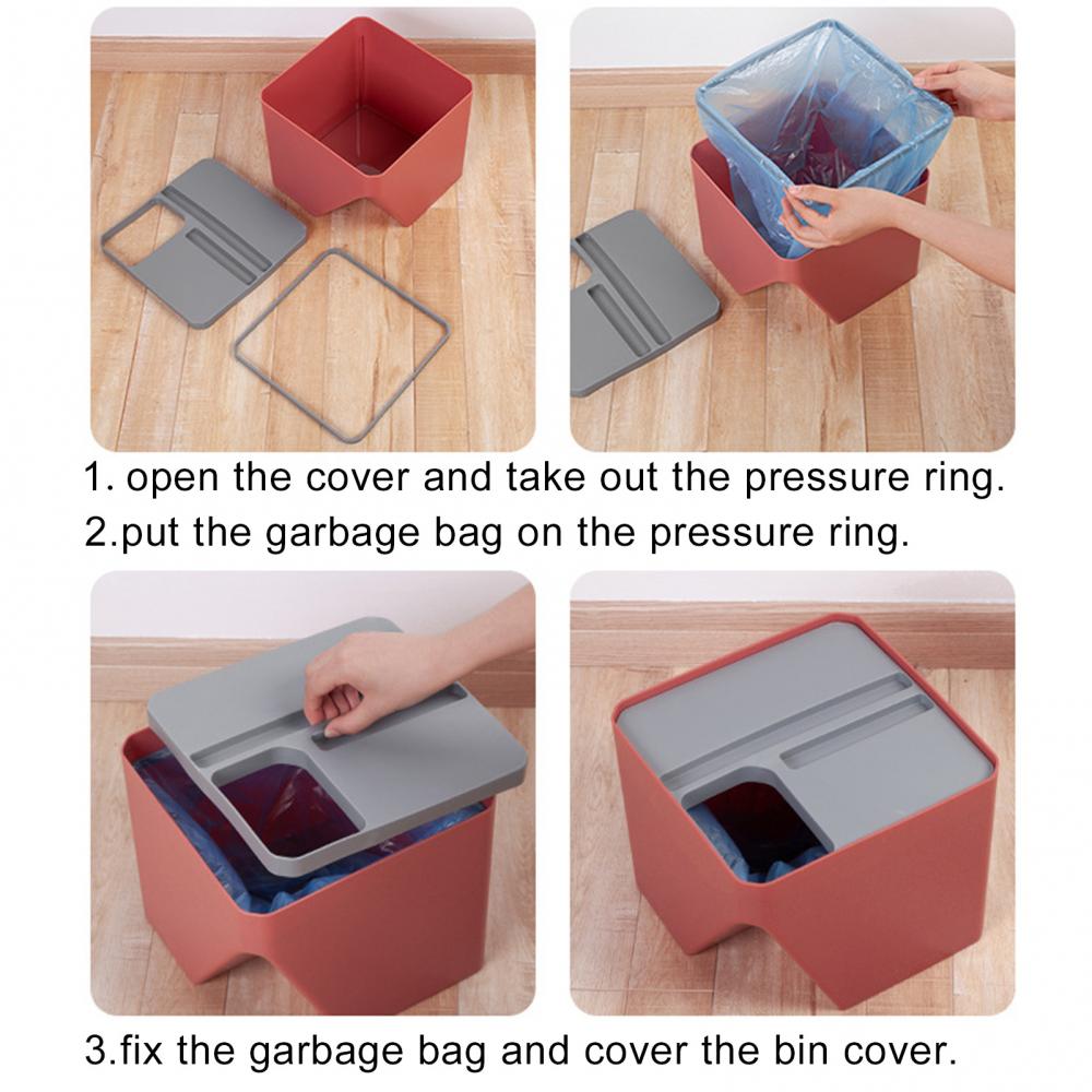 Cubo de basura apilable para cocina, papelera de reciclaje, clasificación, separación seca y húmeda para el hogar, herramienta de baño, 1 ud.