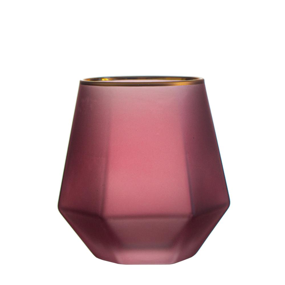 Geometri frostet whiskyglass diamant glass kopp gylden kant gjennomsiktig kaffe melk krus hjem bar farget drikkevarer par: Frostet en