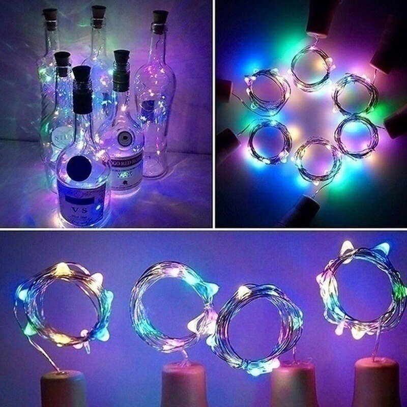 Wine bottle light 2m LED wine bottle cap cork with battery string lights indoor outdoor party wedding Christmas Halloween bar de
