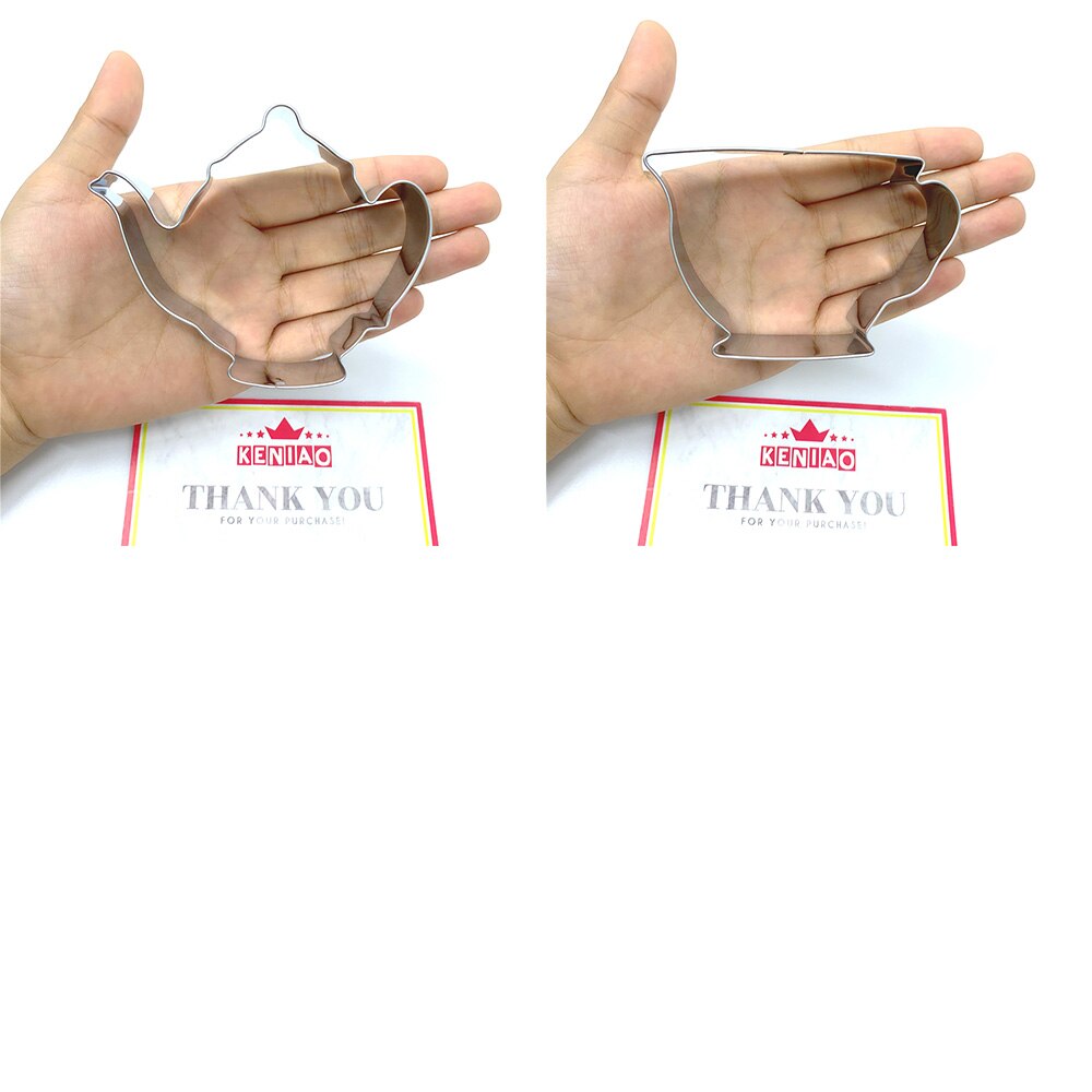 KENIAO Tea Set Cookie Cutter Set - 2 Pieces - Tea Party Biscuit Fondant Bread Pastry Molds - Stainless Steel