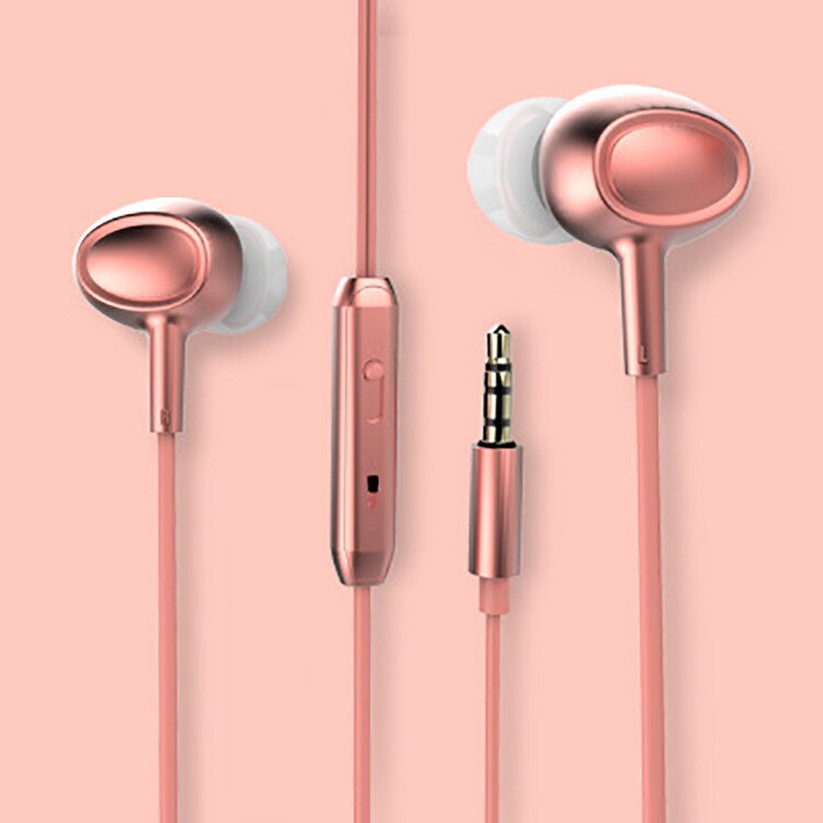 3.5mm in-ear hovedtelefoner ledning med mccall qing call sports musikformede in-ear hovedtelefoner: Lyserød