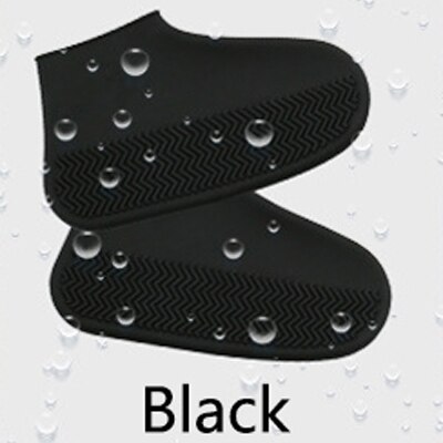 Capa de sapato impermeável material de silicone unisex sapato cobre ao ar livre adequado para dias chuvosos fácil de transportar botas de chuva à prova dwaterproof água: Preto / S