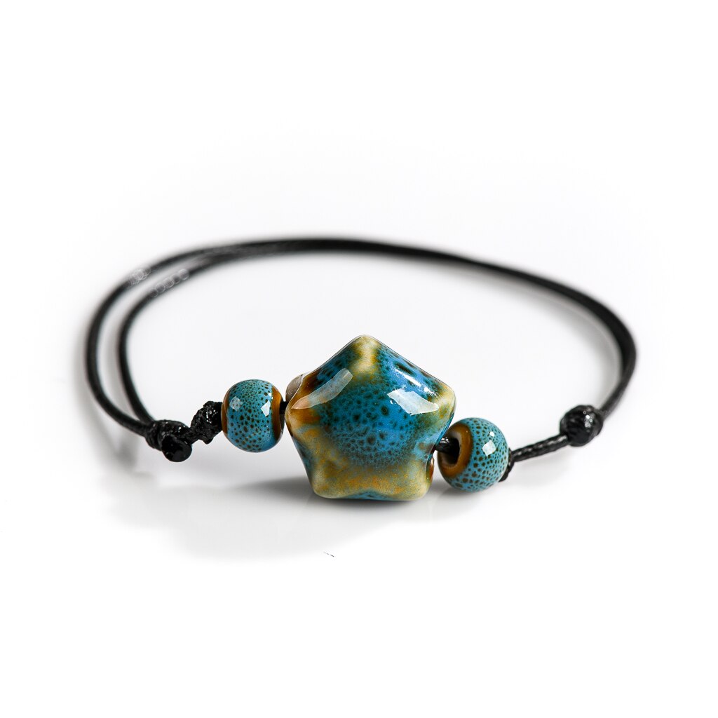 Bracelet de cheville en céramique, tissé à la main, étoile multicolore, Simple, 2 pièces, 40% de réduction, , XN598: XN5988