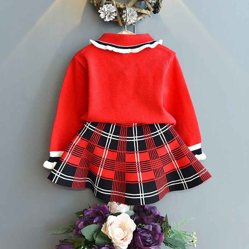 Maglione bambino autunno inverno bambini natale maglione lavorato a maglia gonne abito 2 pezzi abbigliamento bambino imposta vestiti invernali ragazze