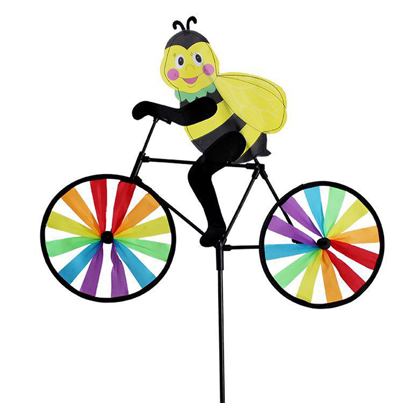 Rabbit Bee Tiger on Bike DIY Windmill Animal Bicycle Wind Spinner Whirligig Garden Lawn Decorative Gadgets Kids Outdoor Toys