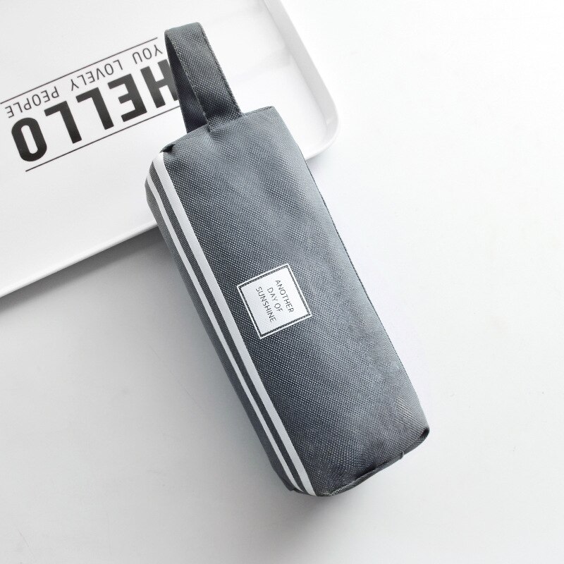 Estojo de lápis de lona de grande capacidade, estojo escolar duplo, bolsa de armazenamento de papelaria: Deep gray