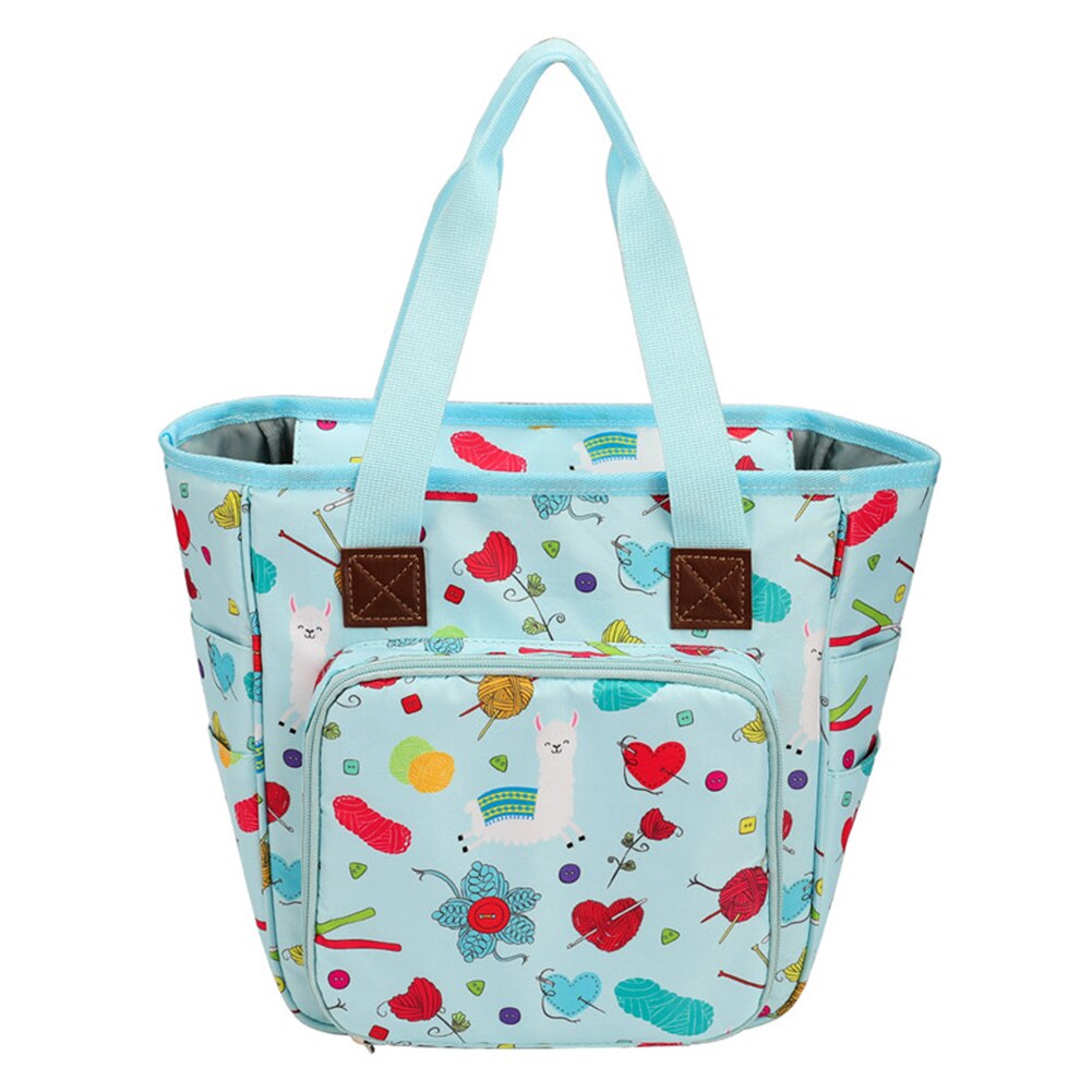 Needles Knitting Bag Yarn Storage Large Capacity Zipper Closure Sewing Accessories Printed Crochet Hooks Tote Organizer Travel