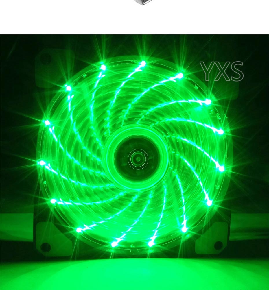 120mm PC computer case fan radiator cooler 16dB ultra-quiet blue with anti-vibration rubber, 15 LED heat dissipation 12CM fan