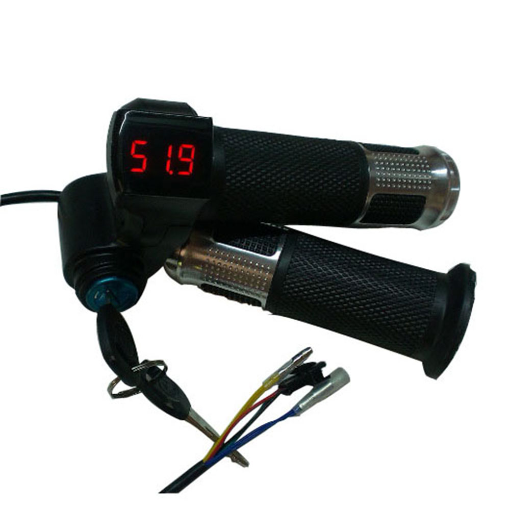 24v/36v/48v/60v/72v twist gasspjæld ebike med batteri magt lcd display switch håndtag til elektrisk cykel / scooter / ebike: Sølv