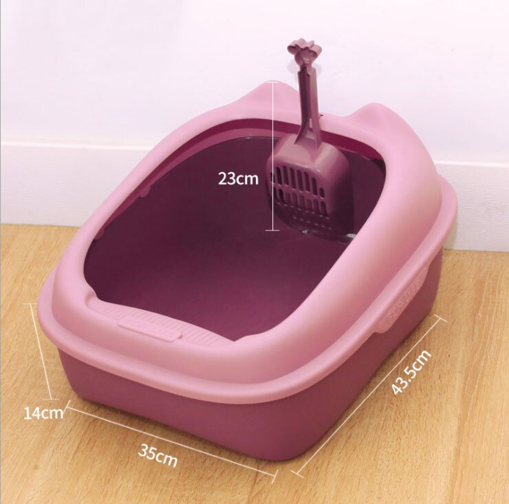 Bac à litière Semi-fermé pour chat, bac à sable amovible à haute clôture pour animaux de compagnie, bac à litière propre pour chien et chat: pink / M 43.5x35x14cm