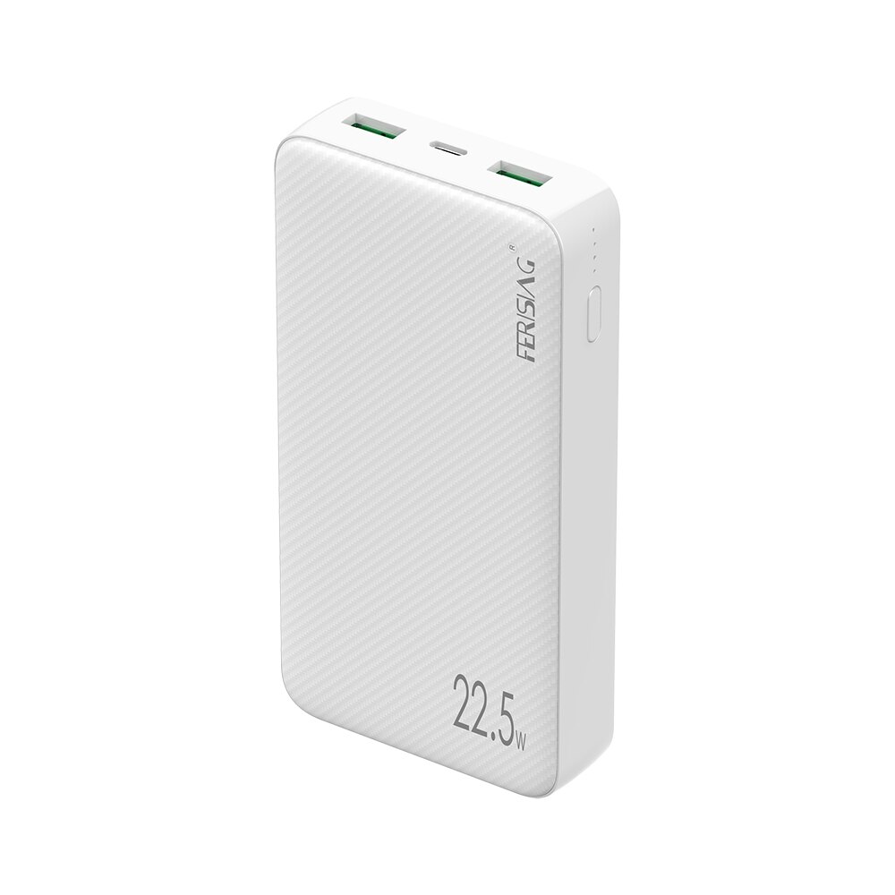 FERISING 20000mAh SCP VOOC 5A Power Bank 22.5W USB Type C External Battery Charger Quick Charge QC3.0 4.0 PD Powerbank Mi banks: White