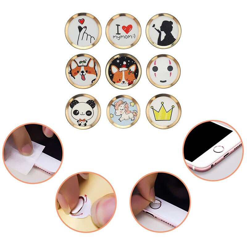 For IPhone 5 6 6S 7 8 Plus For Ipad Air Mini Fingerprint Identification Keypad Cartoon Cute Touch Home Button Sticker