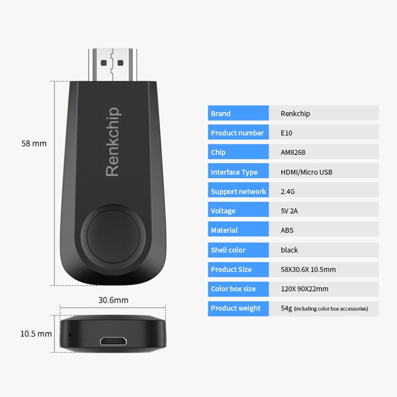 Mirascreen WIFI TV Stick HD Wireless Stick Display Receiver 1080P Wifi Dongle Same Screen Device Projector Screen Adapter: E10
