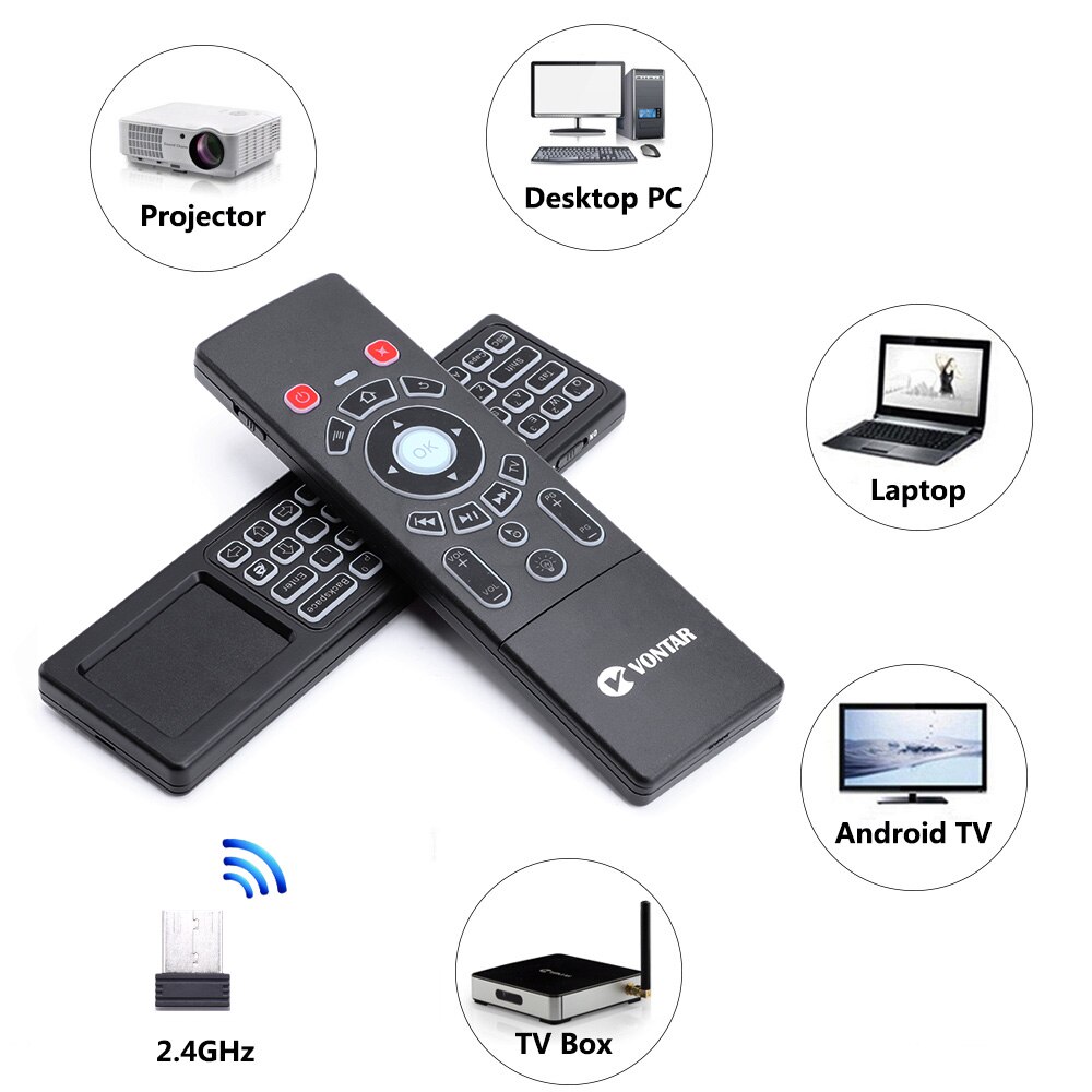 2.4G Air mouse Mini Wireless keyboard Backlit Remote Control with Touchpad Optional 7 Color Backlight for Android TV Box/Mini PC