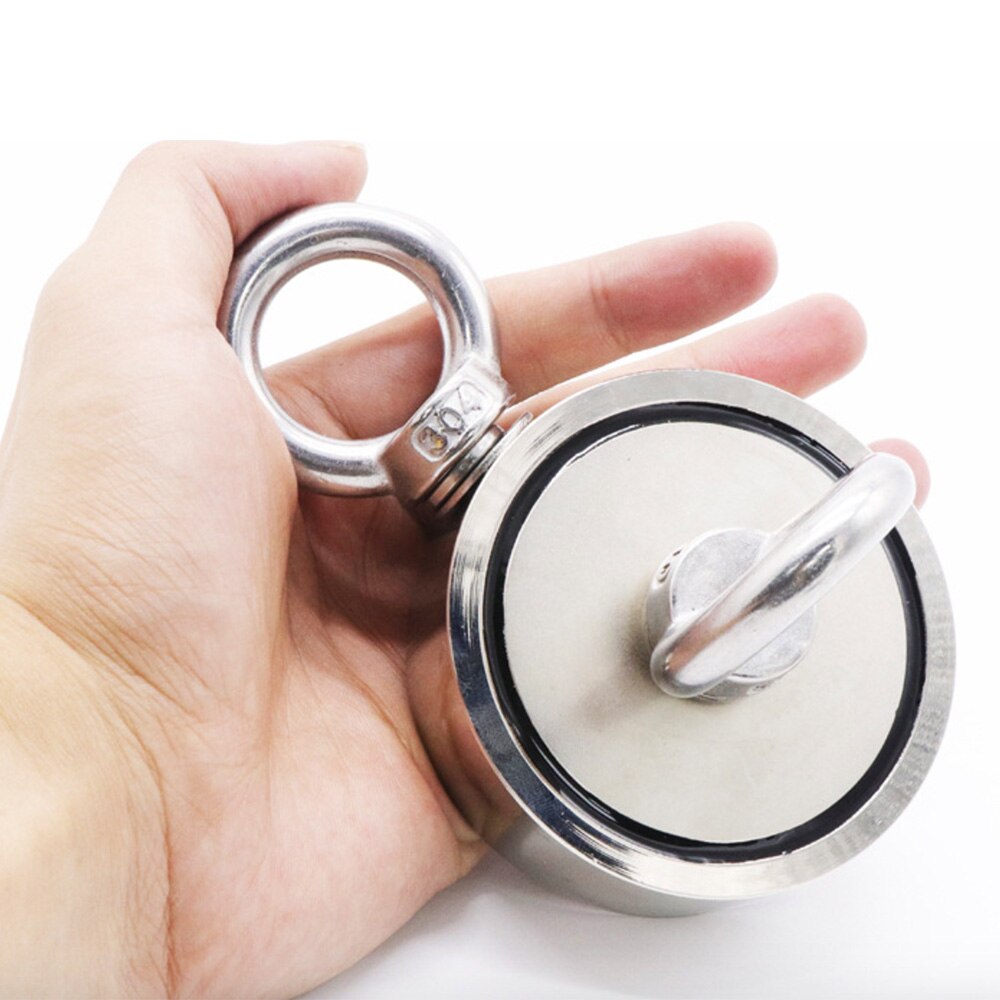 Stark neodymmagnet dubbelsidig sökmagneter krok superkraft räddning havsfiske magnetisk hållare max pull 200kg med ring