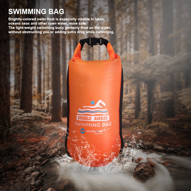 20L Opblaasbare Open Pvc Zwemmen Boei Tow Float Dry Bag Dubbele Air Bag Met Taille Riem Voor Zwemmen Water Sport veiligheid Zak