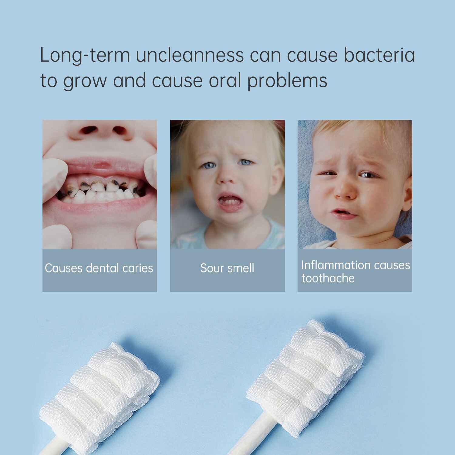 Yunyin 30 Pcs Baby Tongreiniger Wegwerp Tandheelkundige Gaas Stok Tandenborstel Kids Oral Care