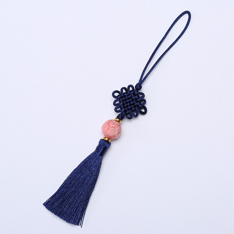 Cuentas de flor de loto de , 2 piezas, nudos chinos, borlas, joyería artesanal, bolsa de cortina, accesorios decorativos, borlas artesanales: Sapphire blue