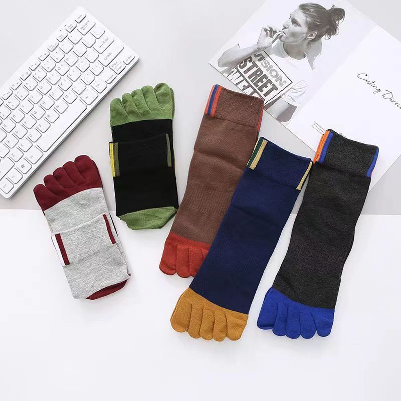 5-paar casual katoenen sokken met vijf tenen, ademende sportsokken met vijf tenen, gespleten teensokken voor heren: Default Title