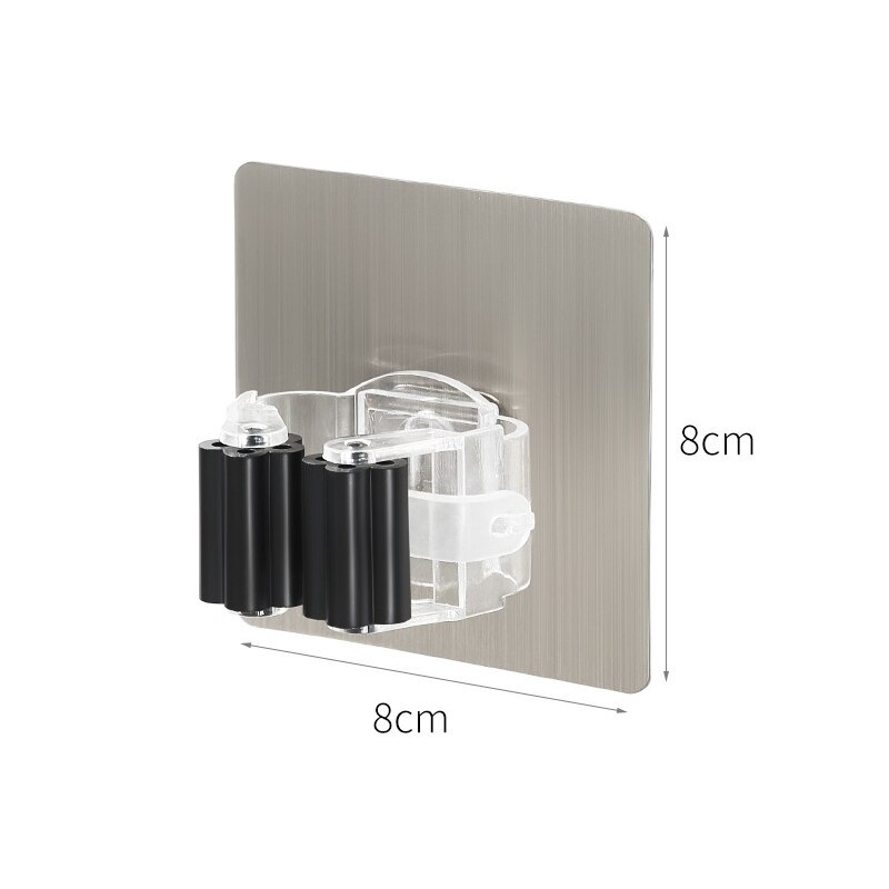 Adhesive Multi-Purpose Hooks Wall Mounted Mop Organizer Holder RackBrush Broom Hanger Hook Kitchen Bathroom Strong Hooks: C-black-8X8cm
