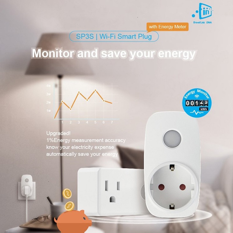 Broadlink SP3 SP3S Timer plug,Energy Monitor EU socket outlet,smart Home Automation APP Control,work with Alexa Echo Google Home