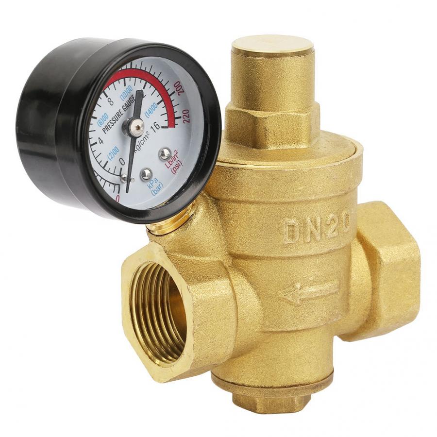 Adjustable Brass Water Pressure Regulator with Gauge Meter DN20