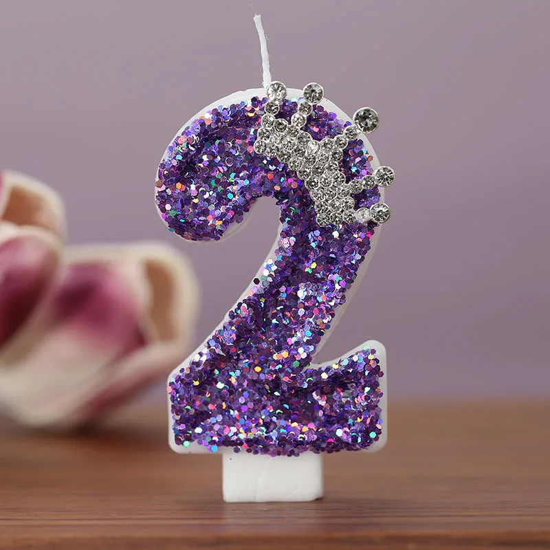 Purple crown Birthday Candles number 0 to 9 Princess cake decoration candles Anniversary Party decorations: camel