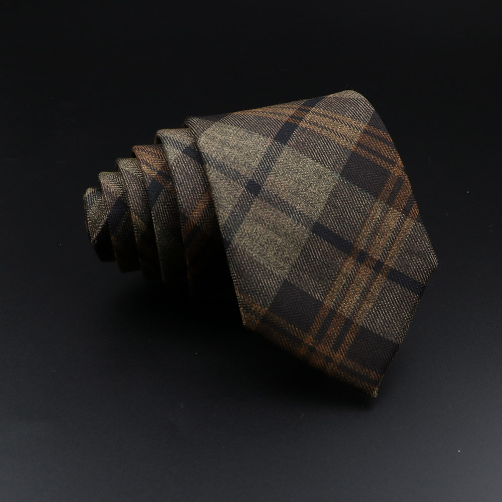 Men's Plaid Tie Cotton Black Grey Red Necktie Handmade Wool Narrow Collar Ties Wedding Business Party Suit Shirt Accessory