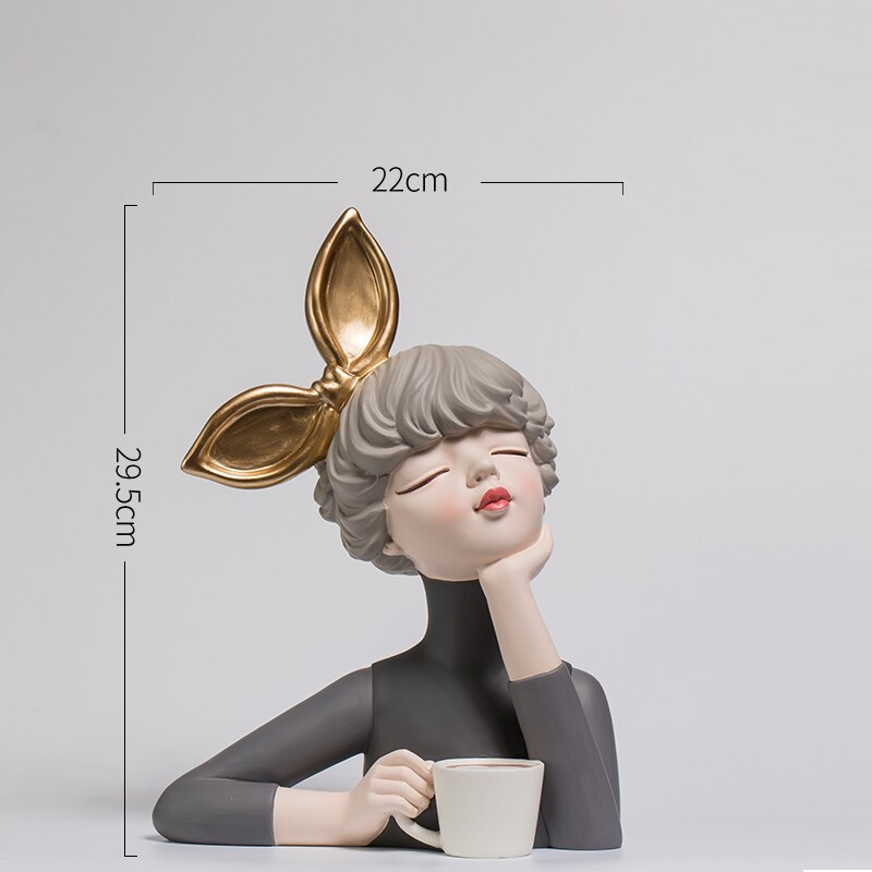 Estatua de chica nórdica para decoración del hogar, escultura de resina moderna para oficina y sala de estar, figuritas decorativas para interiores, accesorios de decoración del hogar: J