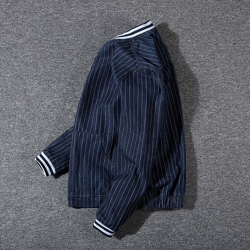 Oversize 8XL 7XL Jacket Coat Men's Stylish Loose Korean-Style Striped Jacket Men's Autumn and Winter Casual Outerwear