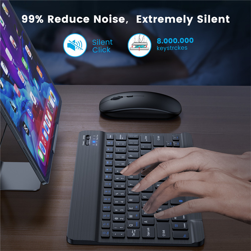 Para Ipad Tablet Azerty teclado tailandés con árabe francés ruso español Bluetooth teclado inalámbrico ratón Android Universal 10"