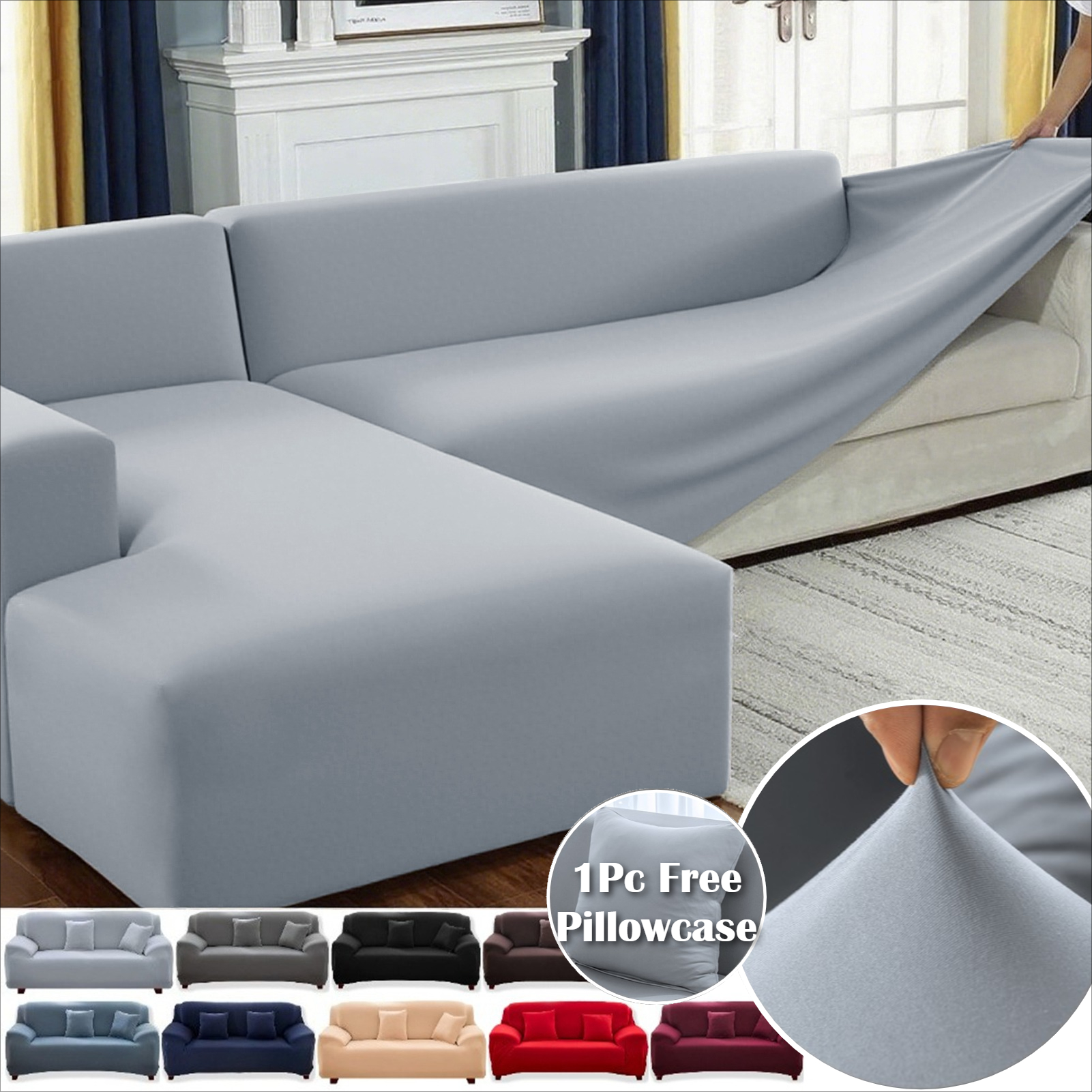 Effen kleur bankhoezen stretch bankhoes moderne bank hoes voor 1/2/3/4 zitbank wasbare meubelbeschermer woondecoratie