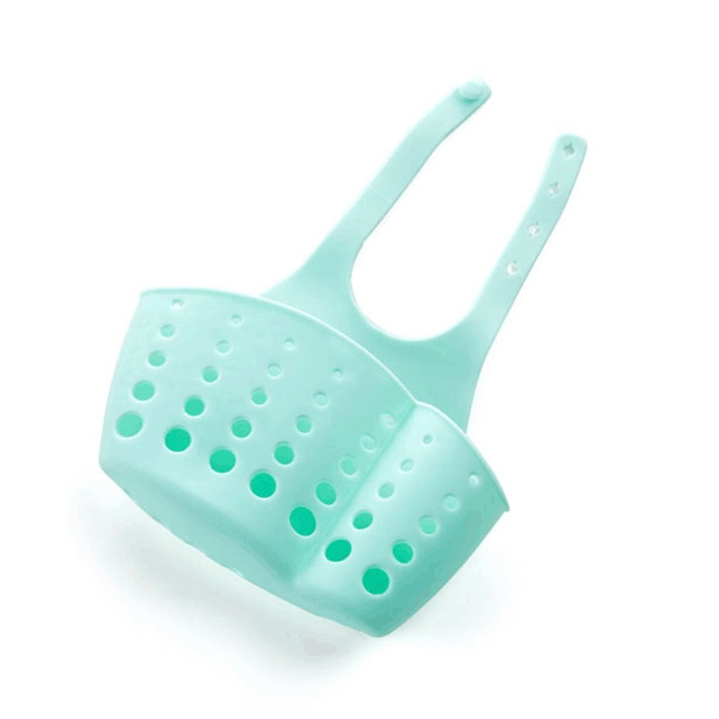 Adjustable Snap Sink Faucet Housing Cradle Kitchen Shelving Rack Kitchen Sponge Holder Storage Basket: blue