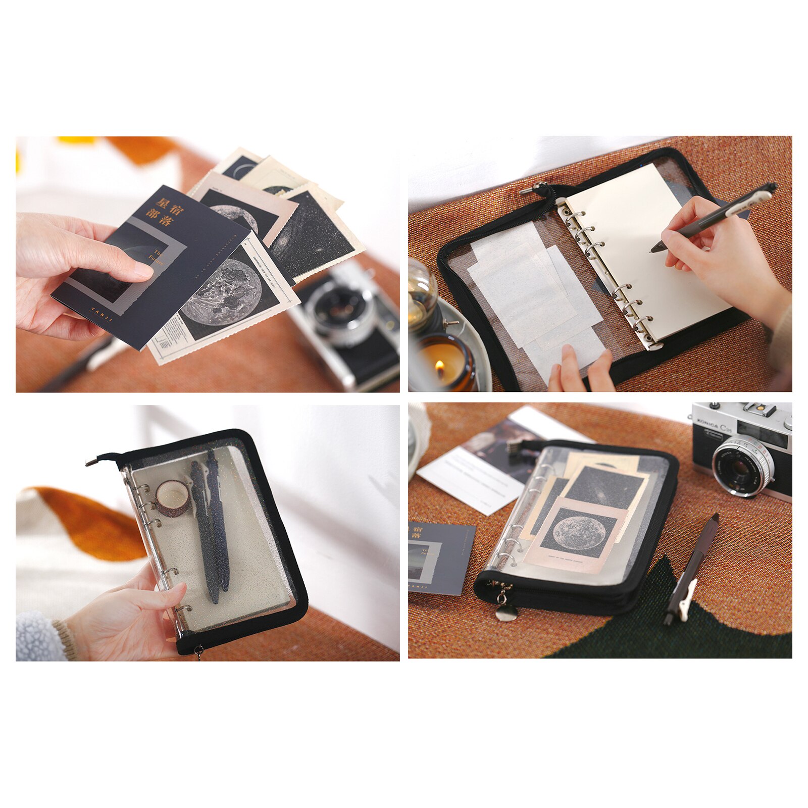 Zip Transparent Notebook Shell Binder Leaf Journal Planner Loose Zipper 130*200mm PVC Environmental A6 Office Stationery