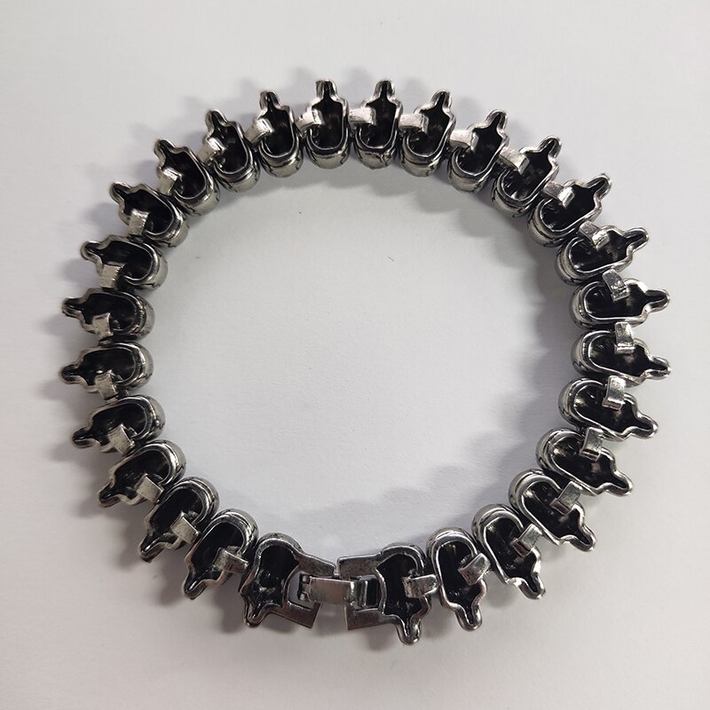 Braccialetti a forma di teschio lungo punk per uomo braccialetti a catena a maglie con ciondolo a forma di teschio lucido in acciaio inossidabile gioielli gotici maschili 2019