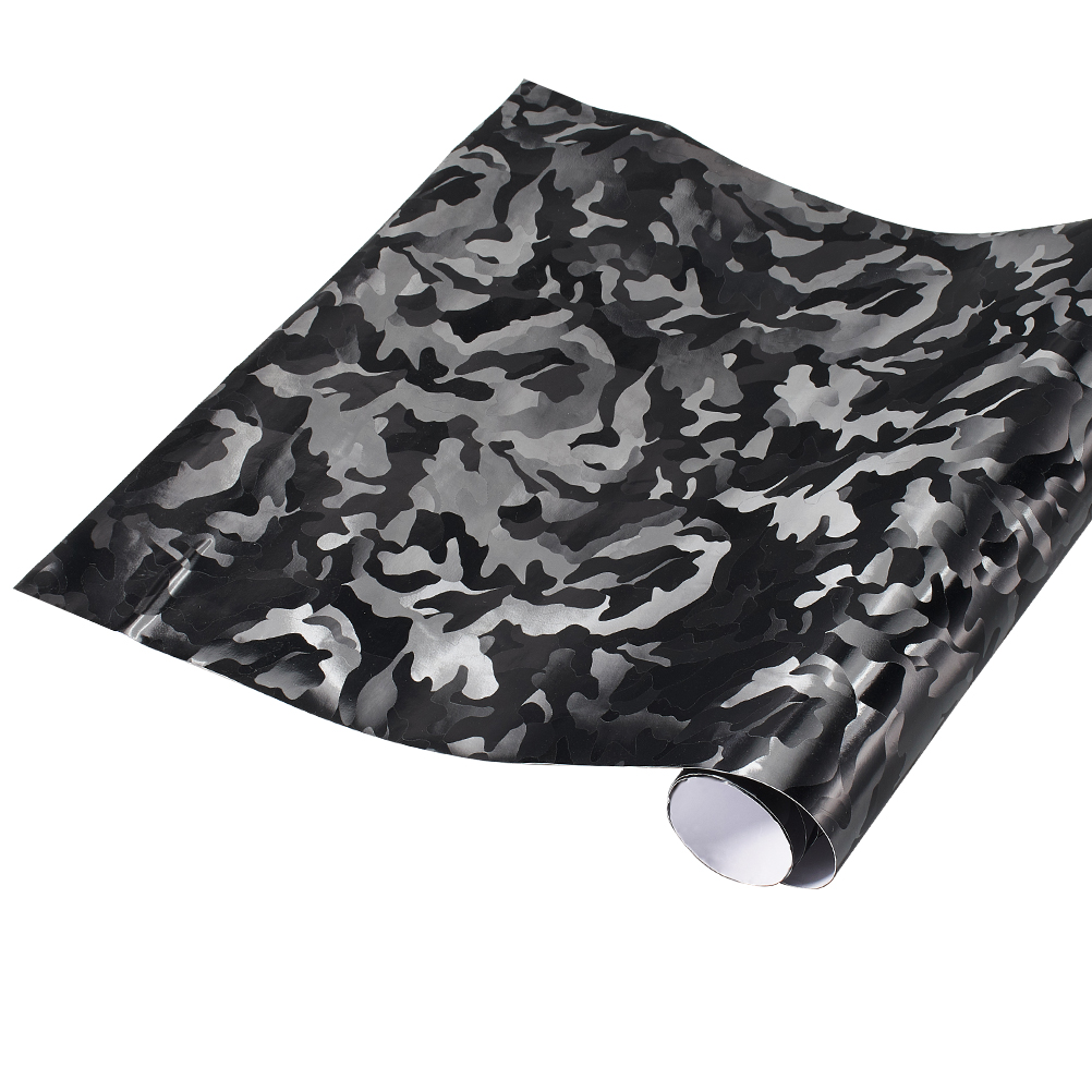 Hojas de envoltura de vinilo de camuflaje negro fantasma 3D para calcomanías de Interior de coche y motocicleta, película adhesiva DIY, pegatinas de PVC
