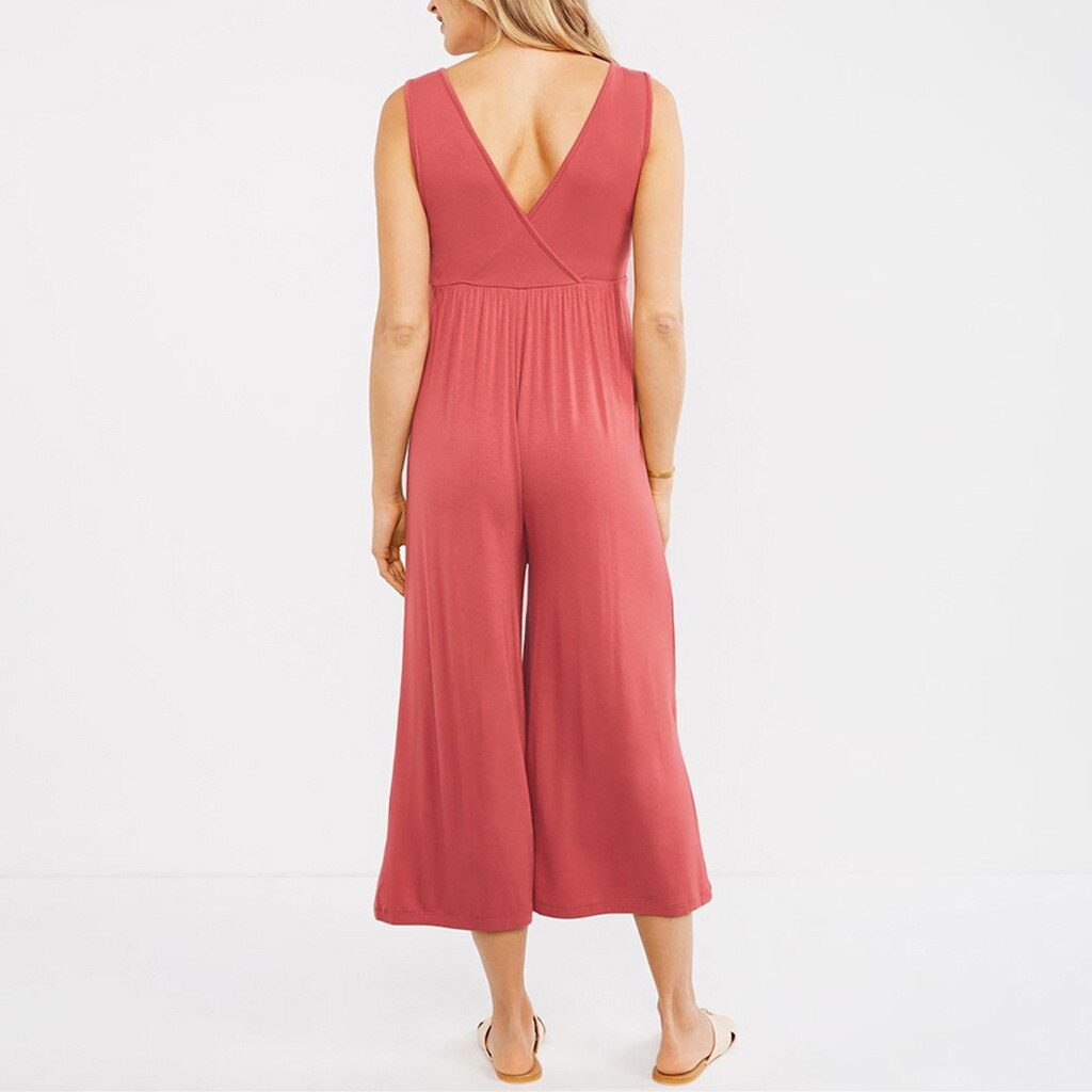 Overall Pregnant Women Sleeveless Pregnancy Maternity Pants Solid Ladies Summer Jumpsuit Rompers pantalon premamá @40
