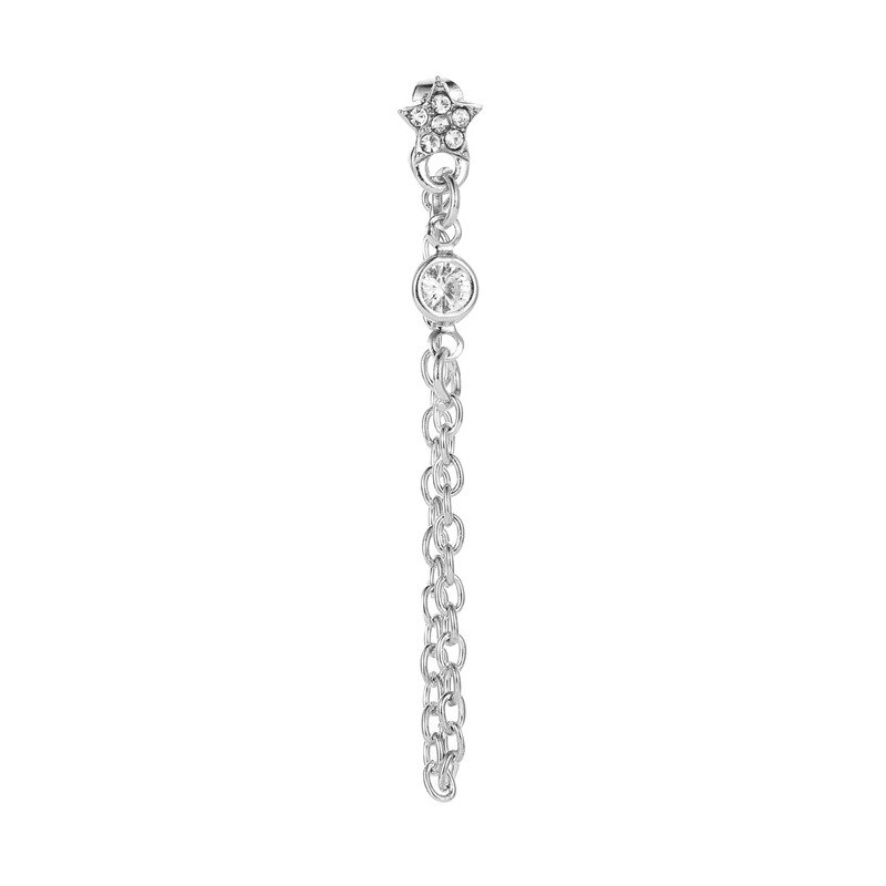 Zyzq Metalen Kwastje Strass Achtpuntige Ster Stud Oor Manchet Clip Op Oorbellen Voor Vrouwen Pierced Minimalistische Mode-sieraden: QW-EH-12100