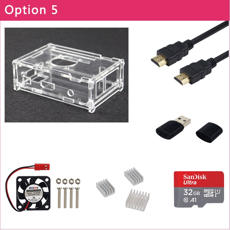 Boîtier Transparent en acrylique pour Orange Pi PC, boîtier avec couvercle et ventilateur de refroidissement pour Orang Pi PC/PC Plus: Option 5