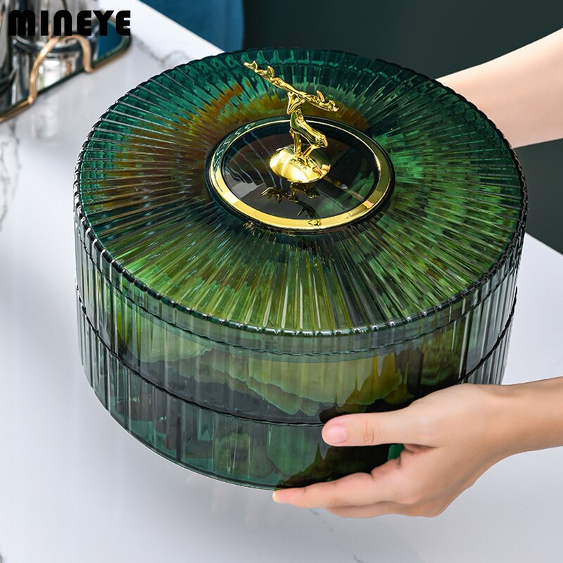 Transparent Candy and Nut Storage Container Luxury Snack Serving Tray with Lid Plastic Dry Fruit Dishes Parties Appetizer Dishes