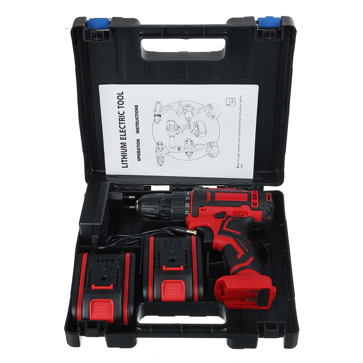 48V 3 in 1 Cordless Impact Electric Drill Hammer Screwdriver 25+3 Turque Power Driver Tools Set with Battery Drill Accessories