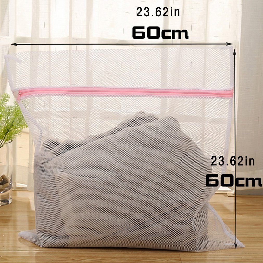Zippered Mesh Laundry Wash Bags Foldable Underwear Washing Machine Clothes Protection Clothes Organizer: Pink
