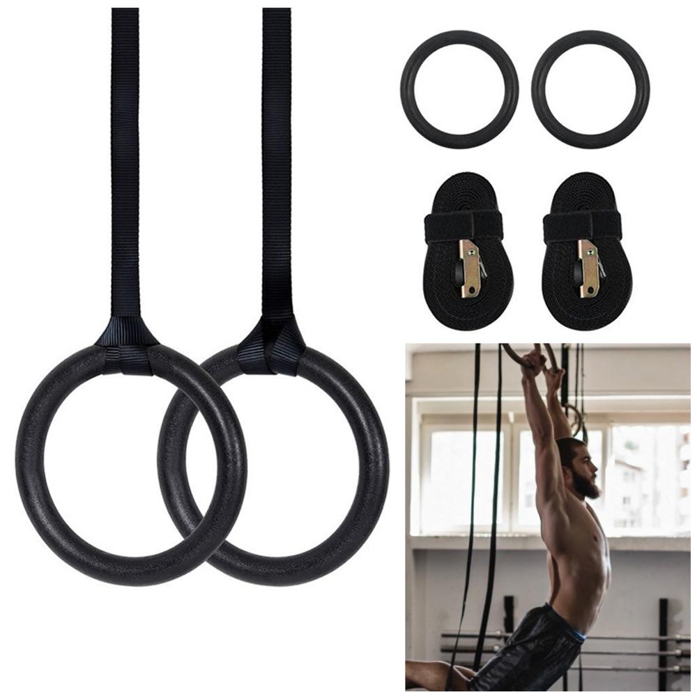 ABS Gymnastic Crossfit Gym Fitness Rings with Straps Buckles Strength Training Pull ring set Up Dips-Top home gymnastic ring
